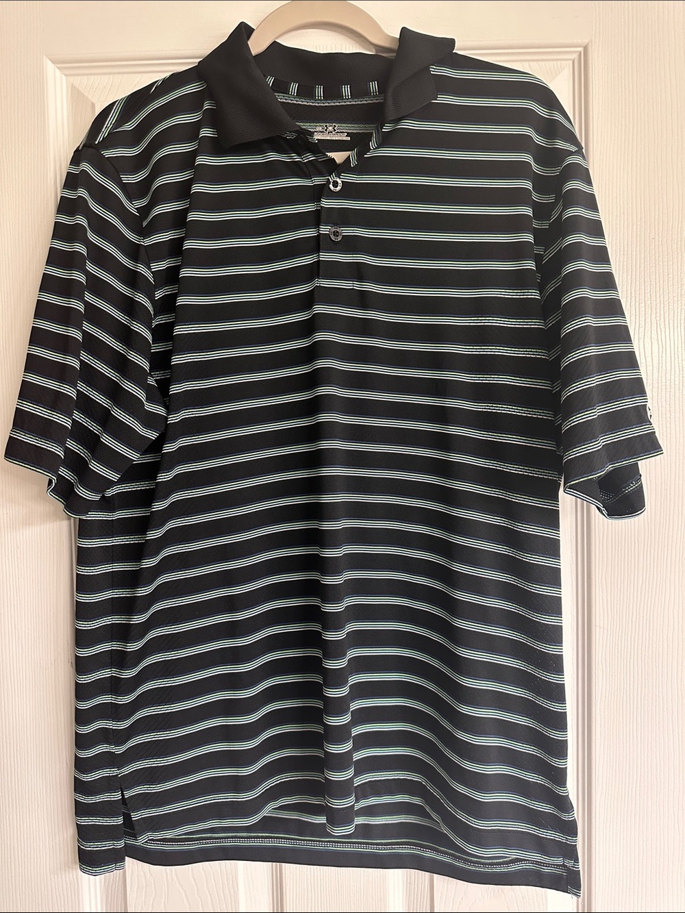 Under Armour Black Polo with Mint Green Stripes